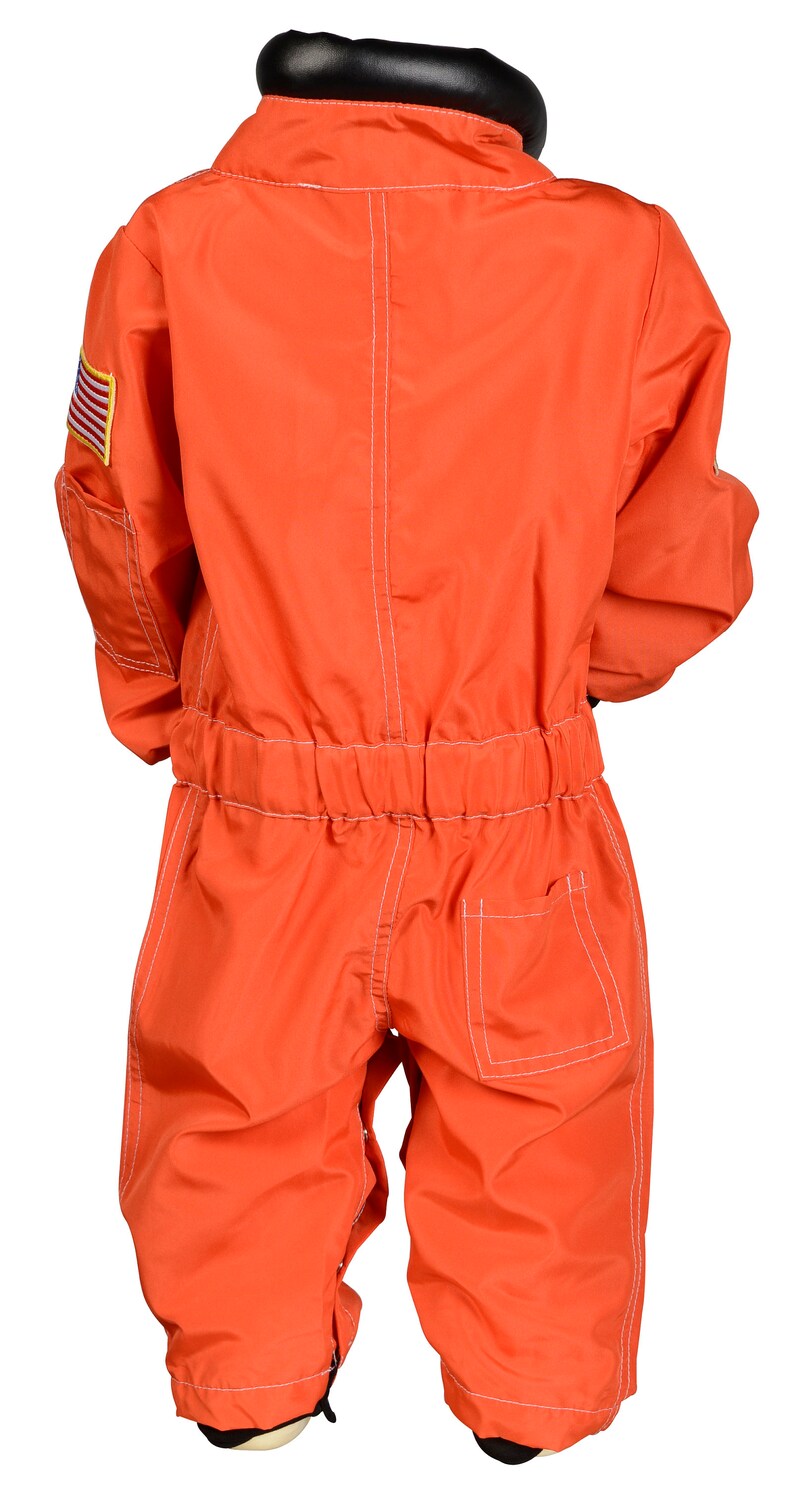 Personalised NASA Astronaut Costume with Cap-In White & Orange-NASA Logo-USA Flag Space Shuttle and Commander Patch-Realistic image 9