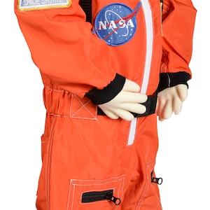 Personalised NASA Astronaut Costume with Cap-In White & Orange-NASA Logo-USA Flag Space Shuttle and Commander Patch-Realistic image 10