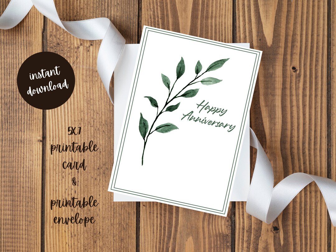 Happy Anniversary Card Printable Floral Watercolor Simple Message of ...