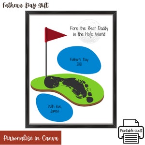 Father&#39;s Day, Valentine&#39;s Day, Birthday Printable for Kids Footprint DIY Craft Personalize in Canva 8x10