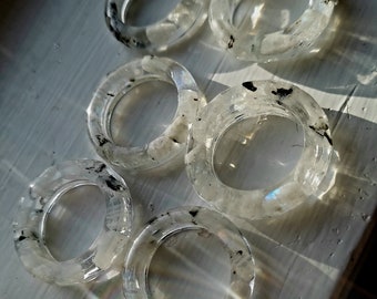 Piedra lunar - Cristal/ Mineral / Esfera Specimine Display Ring Stands conjunto de 6