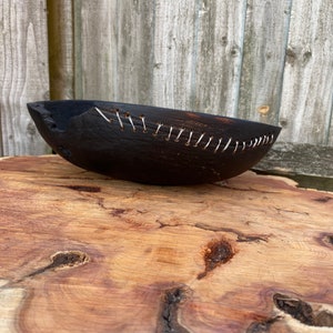 Burnt wood sterling silver stitch Beech bowl wood Art Art 3 of 10 2 made each year all unique piece of Art wood bowl wooden bowl hand turned