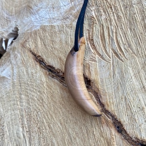 Hand Carved Maple Wood Talisman Necklace: Wicca Pagan Charm