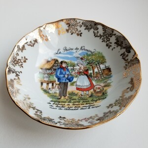 Vintage Limoges Porcelain Plate: La Priere du Normand, 22K Gold Trim