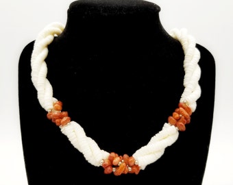 Collana Torchon 7 fili- Corallo Rosso & Argento placcato Oro – Museum Shop Italy