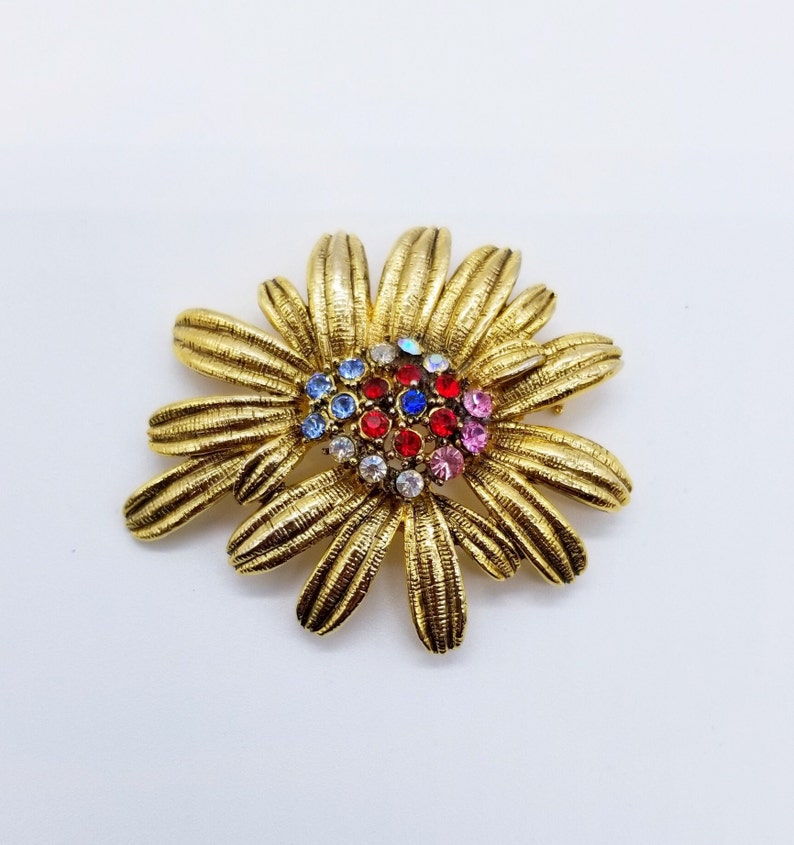 Broche Fleur Marguerite En Alliage - Orange, 3.4x3.4cm, épingle De Sécurité, Pour Chemise, Chapeau, Cardigan