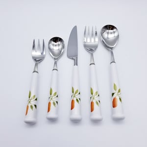 Vintage Noritake Berries &#39;n Such Flatware Set: Porcelain Handle, Made in Japan