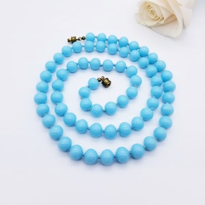 Bohemian Czech Glass Blue Beads Necklace Antique Vintage 1920s 1930s