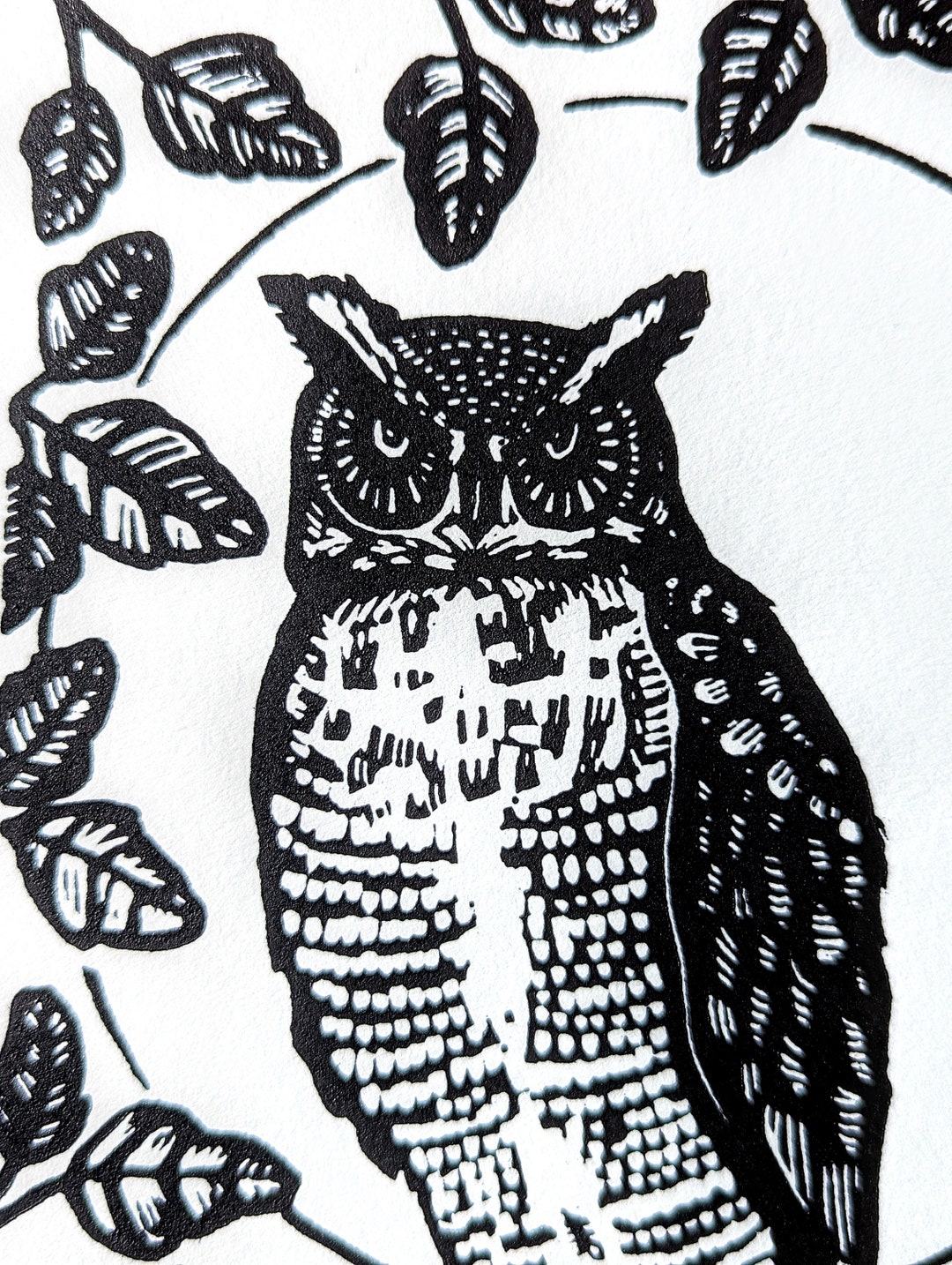 Owl Block Graphics NOCTURNAL | Limited Edition Original Handmade Block Print | Horned Owl ...