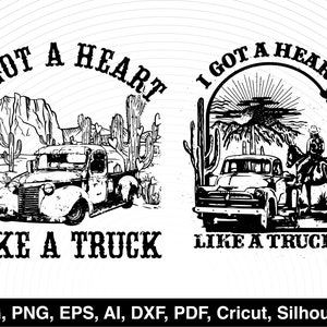 Heart Like A Truck SVG Bundle, Heart Like A Truck Png, Western Sunset Cowgirl, Heart Like A Truck Shirt, Sublimation Png, Silhouette,Layered
