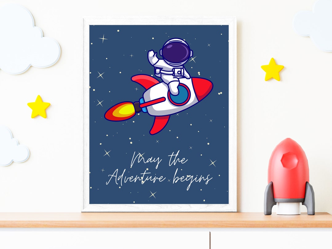 Nursery Wall Art Rocket, Astronaut Poster Printable for Boys ...