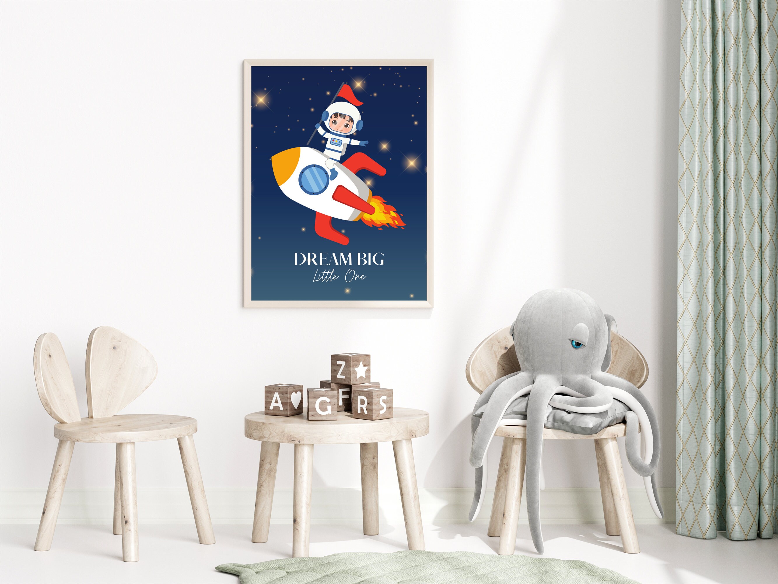 Nursery Wall Art Rocket Poster Printable, Boys Decor, Gift for Babys - Etsy