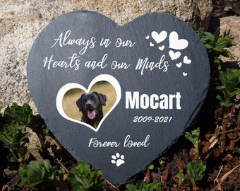 Plaque commémorative personnalisée en forme de cœur gris foncé, en ardoise naturelle pour animaux de compagnie, pierre tombale pour chien et chat, 25x25cm, 10x10cm