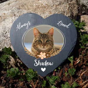 Gepersonaliseerd Always Loved Donkergrijs Hartvorm Natuurlijke leisteen Gedenkplaat huisdierverlies Hond grafsteen Kat grafmarkering 25 x 25 cm 10 x 10 cm