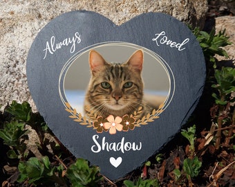 Personalised Dark Grey Heart Shape Natural Slate Pet Memorial Plaque Dog Gravestone Cat Grave Marker 25x25cm 10x10cm