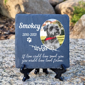 Elegant Dark Grey Slate Gravestone Personalized Pet Plaque for Your Furry Friend Remembrance size 10x10cm 15x15cm 20x20cm