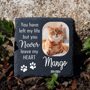 Pet Loss Photo Memorial Plaque - Custom Slate Gravestone - Honor Your Furry Companion in size 10x10cm, 15x15cm