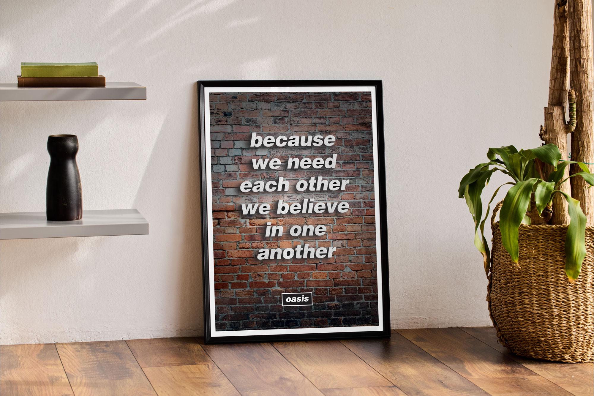Oasis Acquiesce Lyric Art Print A3 - Decorative Poster Wall Art