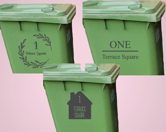 Personalized Wheelie Bin Number Sticker: Vinyl Decal, Recycling Bin Label
