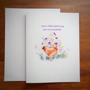 Personalized Greeting card chicken floral watercolor– Friendship, Thank You, or Birthday Card for Best Friend, Coworker, Teacher, Mentor