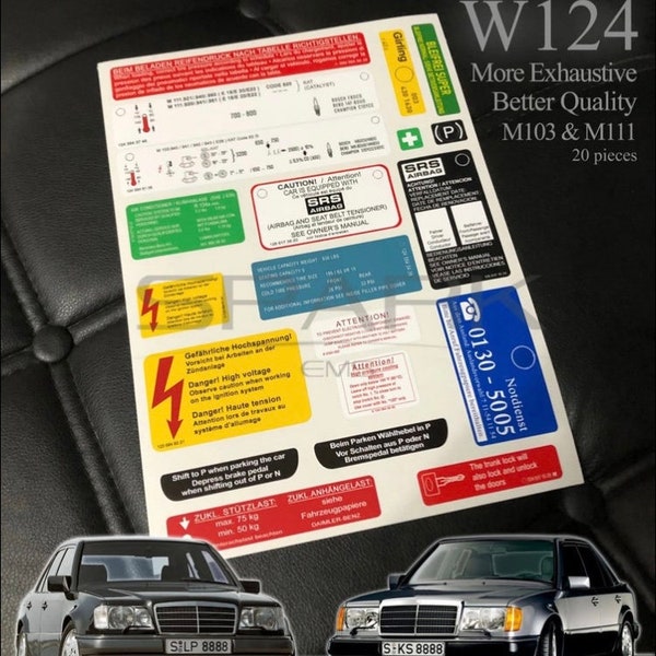 W124 Decal Sticker Label Star Emblem For e200 e280 e300 e500 300d 250d 200d 300e Decal Sticker