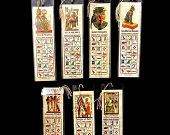 Ensemble de marque-pages en papyrus de l'Égypte ancienne (7 pièces) • Art égyptien sur papyrus • Décoration égyptienne en papyrus • Meilleur cadeau de marque-page • Peinture sur papyrus égyptien •