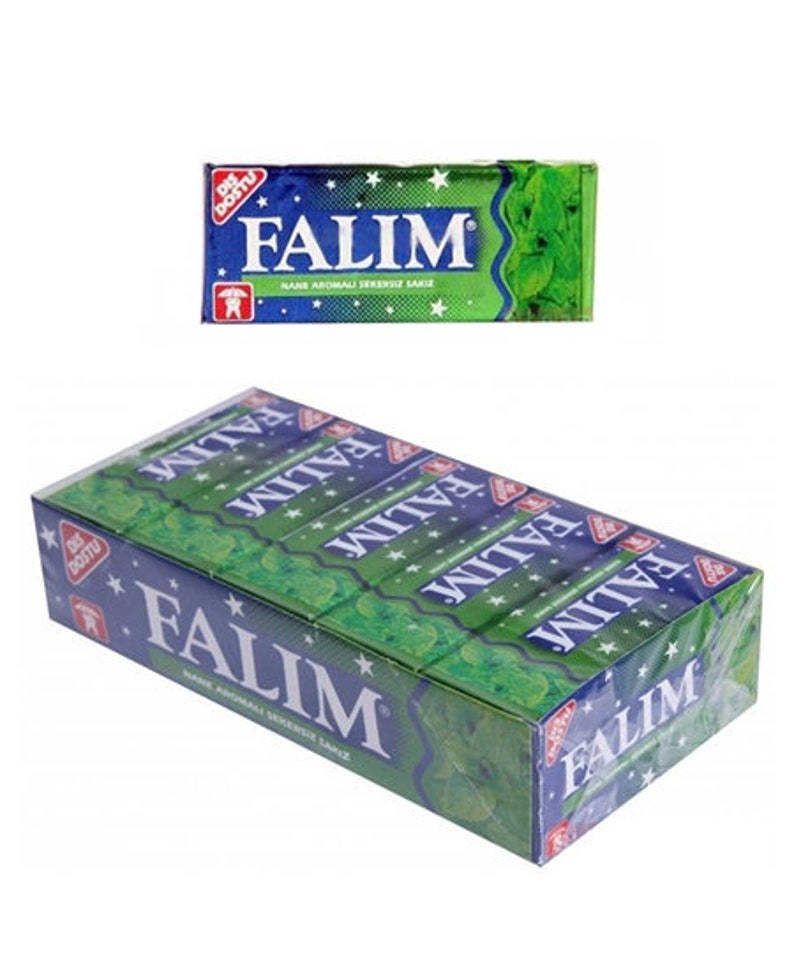 Falim Sugar Free Turkish Chewing Gum 100 pcs sugarless 5x20 Gum / Mint , Strawberry , Watermelon , Forest fruit , Mastic . Bubbe Gum Mint Flavored