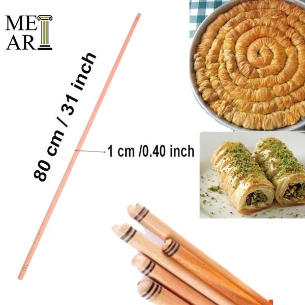 Thin Rolling Pin Long 31 inch /0.40 inch Burmalık Oklava (80 cm / 1 cm), Turkish Oklava, Thin Rolling Pin, dough roller / Turkish Oriental