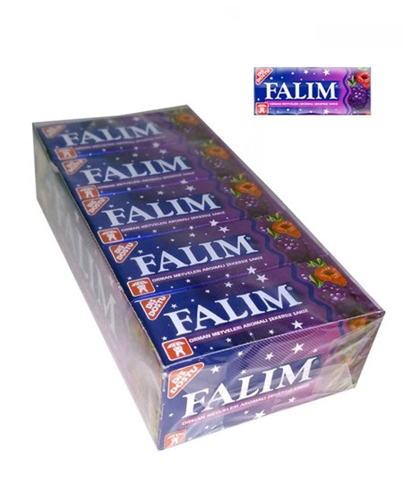 Falim Sugar Free Turkish Chewing Gum 100 pcs sugarless 5x20 Gum / Mint , Strawberry , Watermelon , Forest fruit , Mastic . Bubbe Gum Forest Fruits