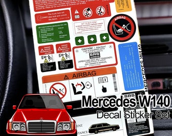 w140 Autocollant autocollant étiquette emblème étoile pour s320 s500 s600 s300td s350td s300d s350td ensemble d'étiquettes autocollantes / accessoires de décalcomanie Mercedes Benz