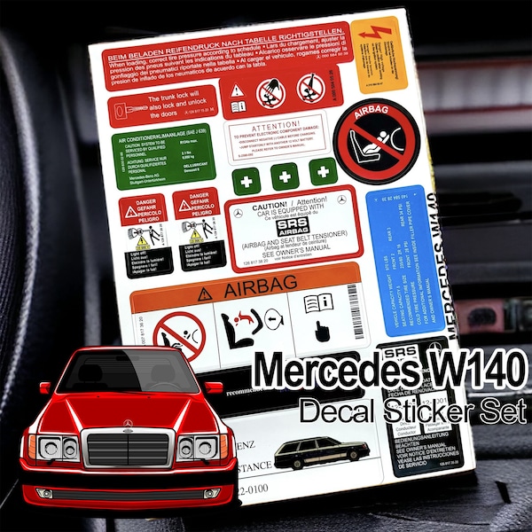 w140 Decal Sticker Label Star Emblem For s320 s500 s600 s300td s350td s300d s350td Decal Sticker Label Set / Mercedes Benz Decal Accessories