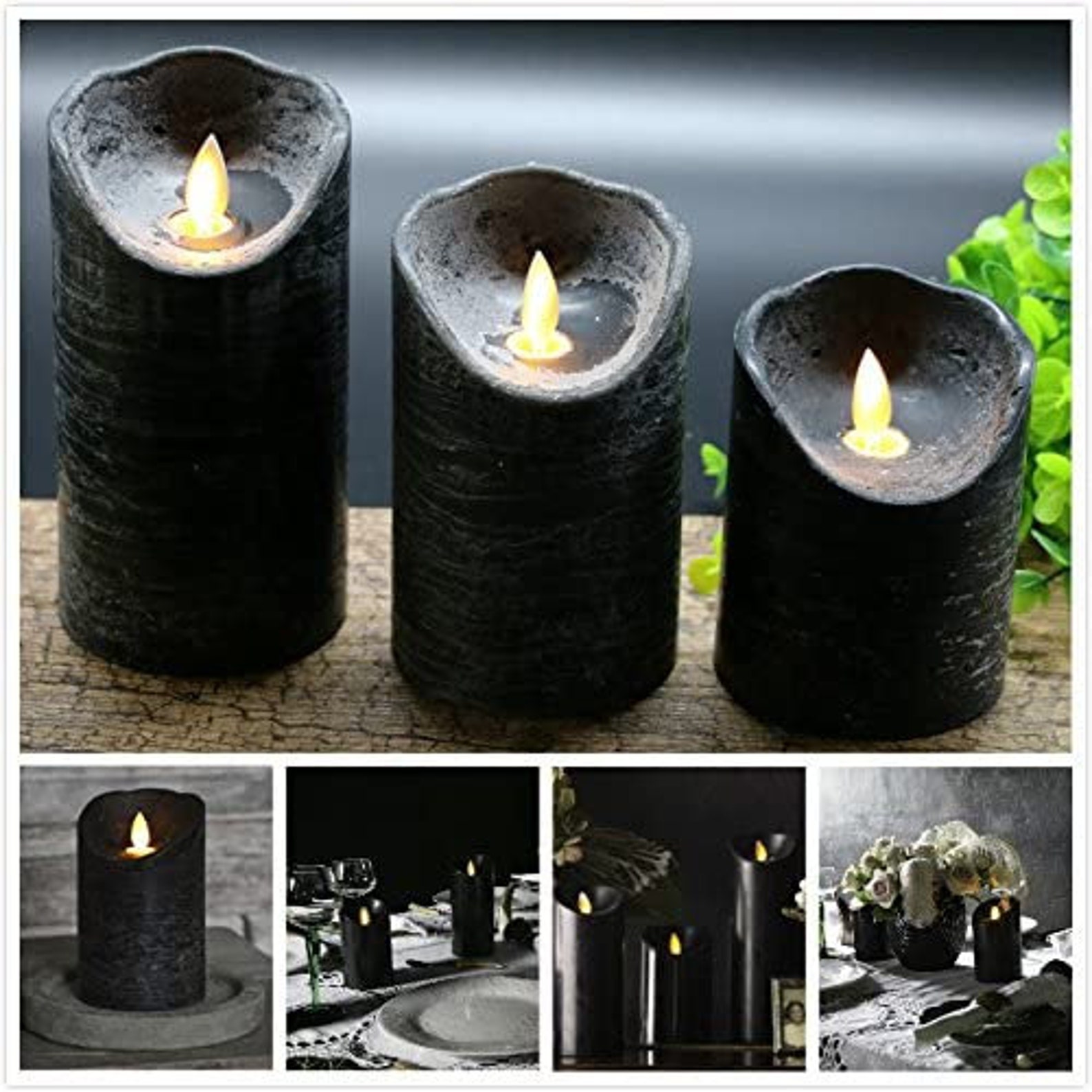 3 Pcs Black flameless Candles Halloween Black Candles/Candle Etsy