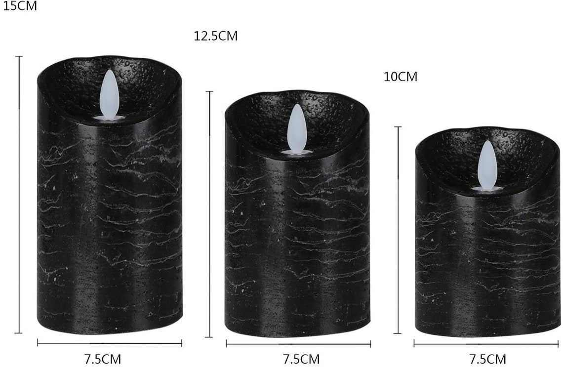 3 Pcs Black flameless Candles Halloween Black Candles/Candle Etsy