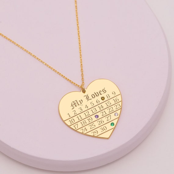 birthstone-necklace-wedding-date-necklace-heart-shape-necklace-customized-personalized-gift-christmas-gift-calendar-necklace-etsy