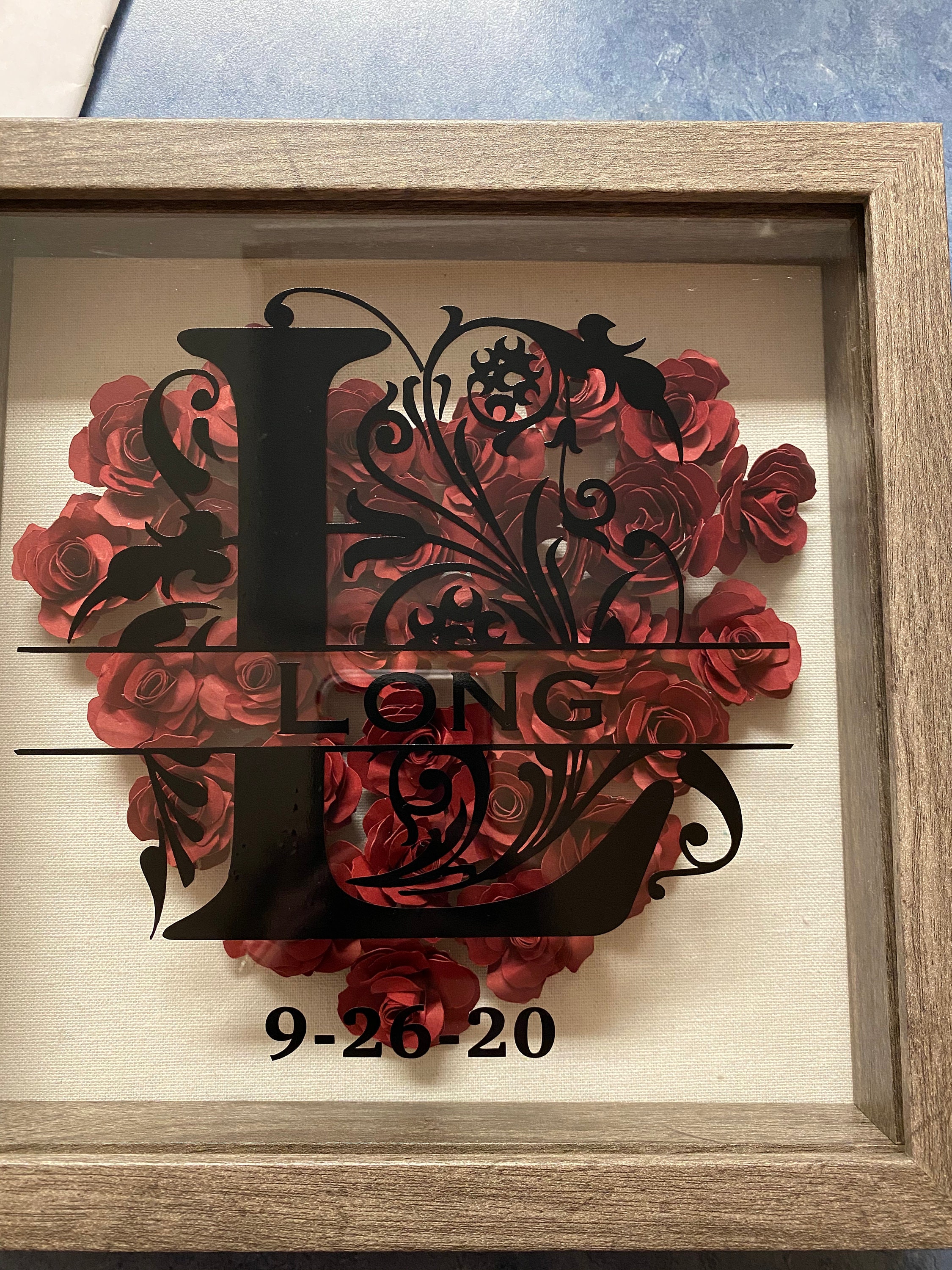 Monogrammed shadow box Etsy