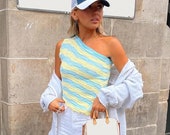 Knit One Shoulder Trendy Top