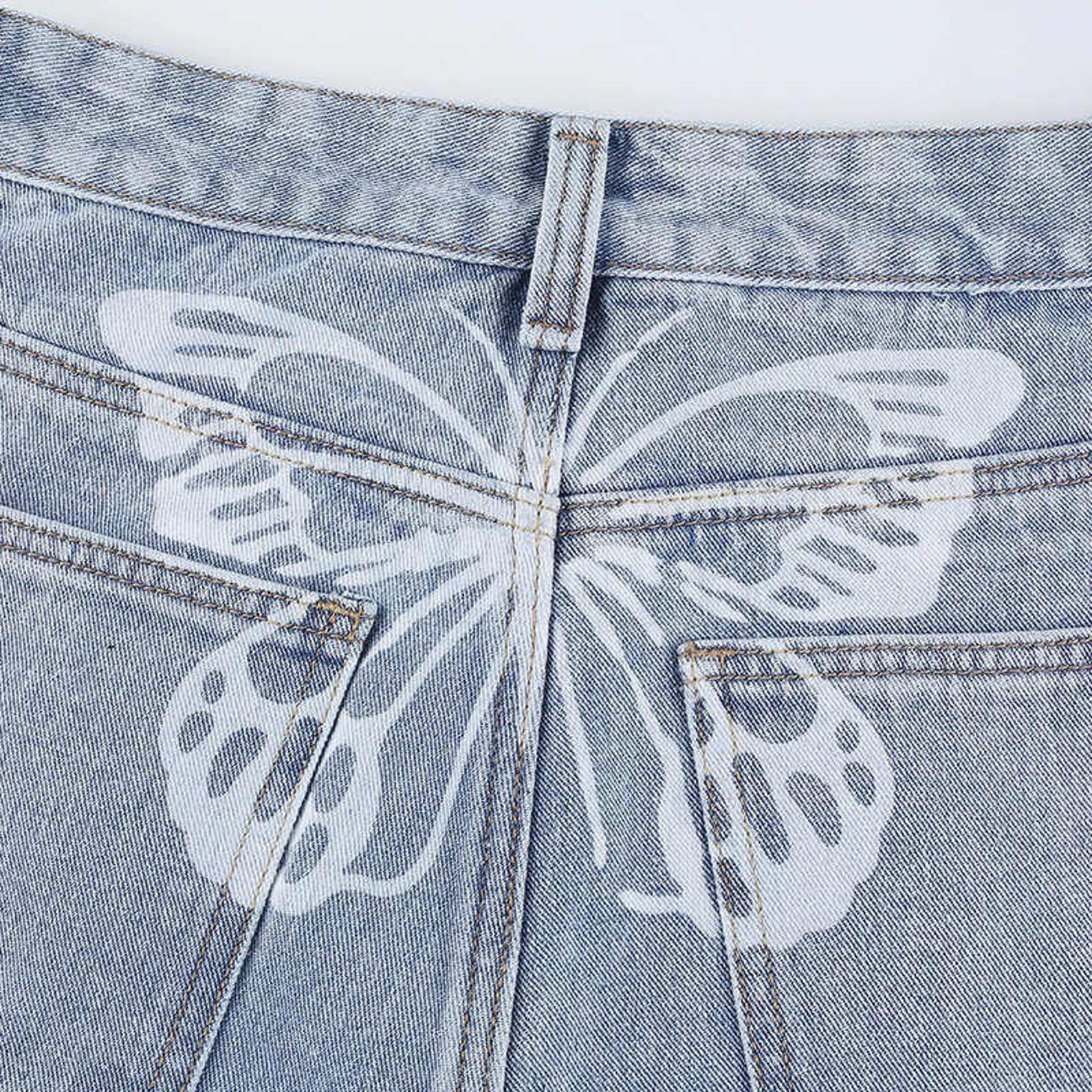 Butterfly Light Wash Denim Boyfriend Jeans Etsy