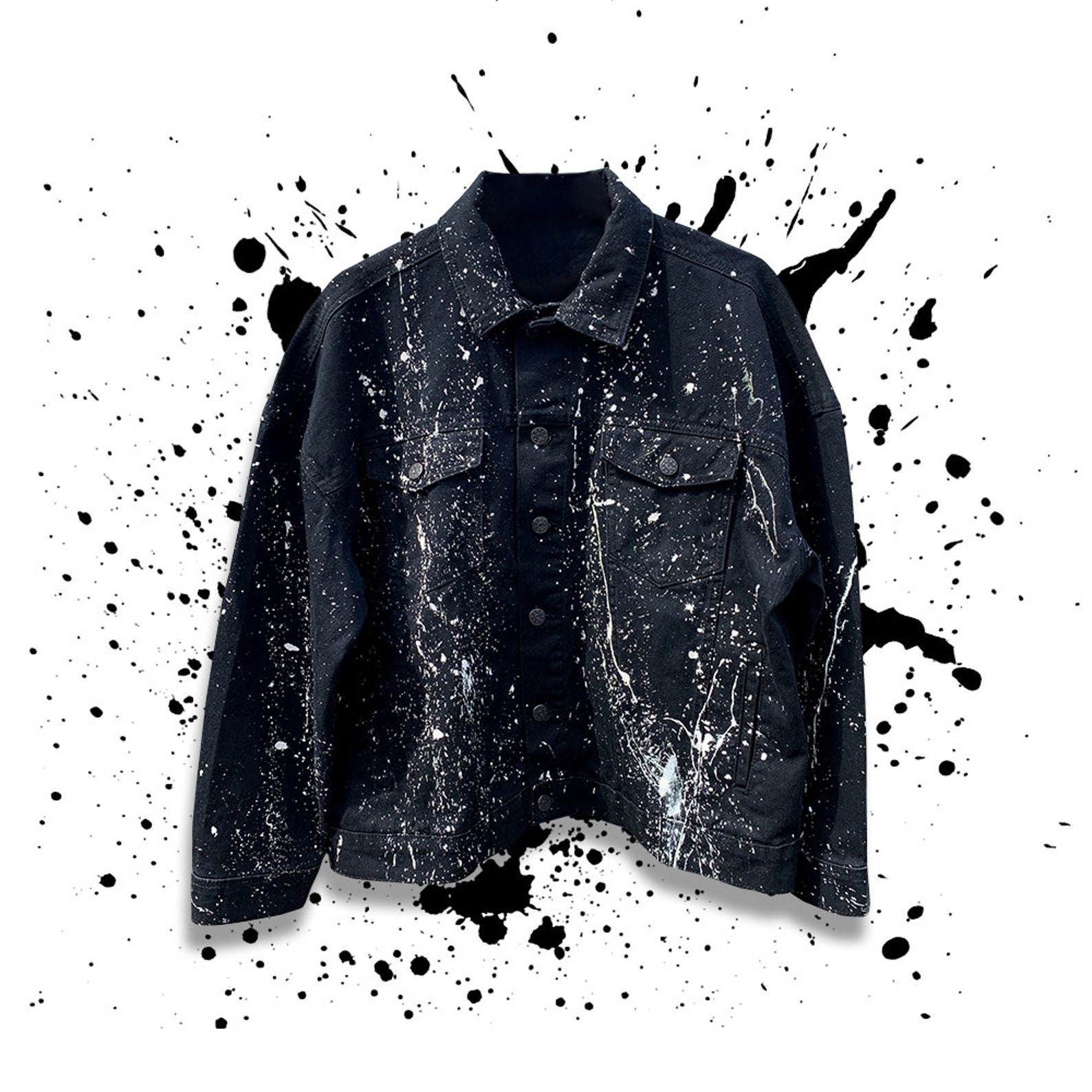 Paint Splatter Denim Jacket HandMade Etsy