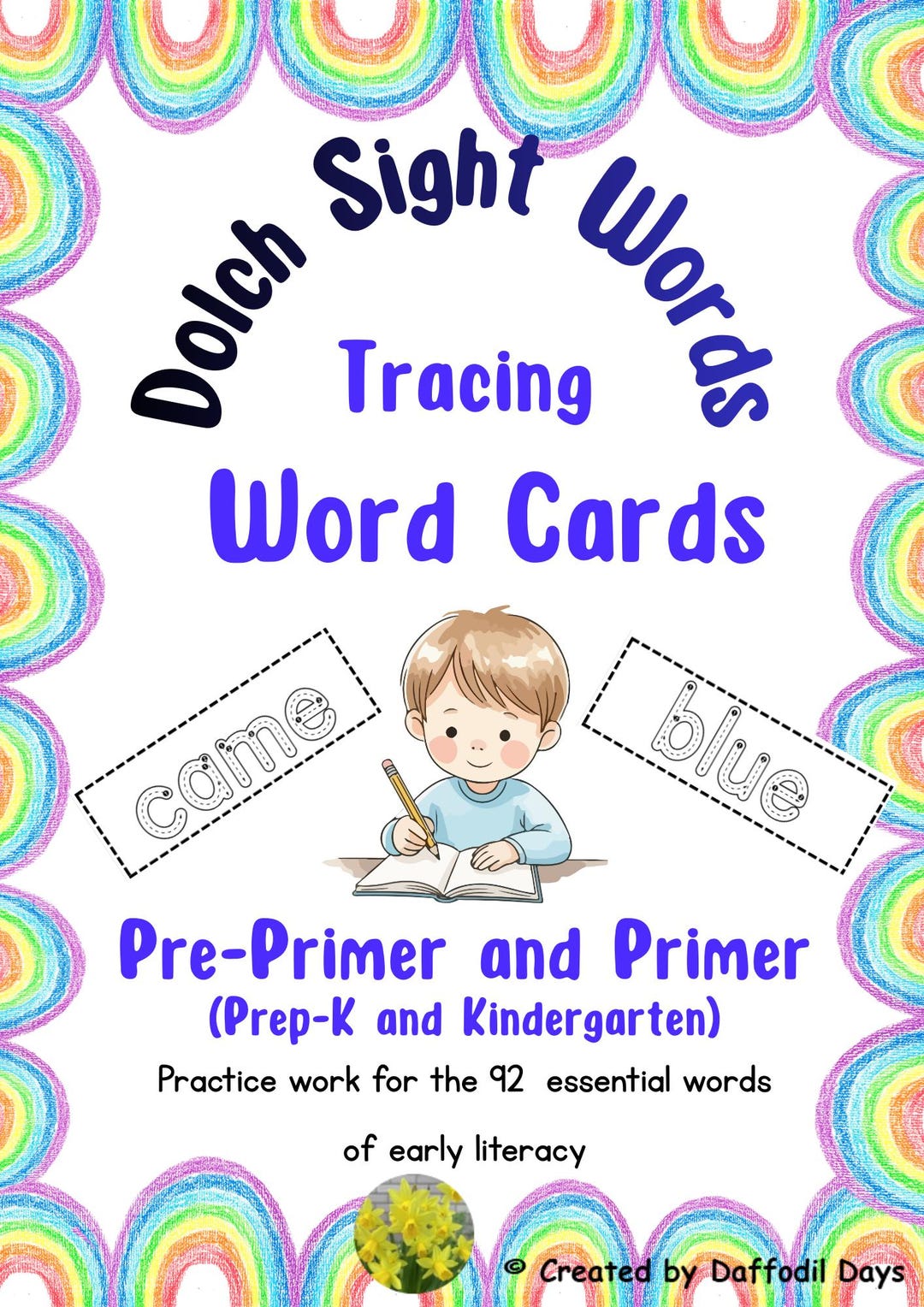 Pre-primer (pre-k) Dolch Early Learning Sight Words Tracing Cards ...