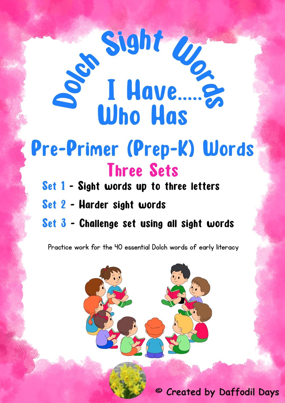 Pre-primer (pre-k) Dolch Sight Words I Have Who Has Game (digital ...