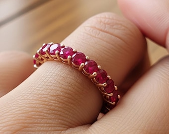 Ruby Eternity Band: Handmade Sterling Silver Anniversary Ring