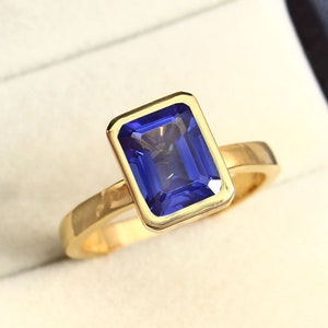 Blue Sapphire Engagement Ring  925 Sterling Silver Promise Ring, September Birthstone Ring, Engagement, anniversary, Birthday Gift Ring