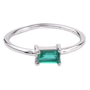 Emerald ring, Baguette Ring, Dainty Ring, Minimal Ring, Silver Ring, Womens Ring, Daily Wear Ring, Minimal Jewelry