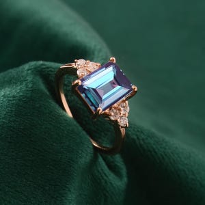 Alexandrite Ring for Women | Color Change Gemstone Ring | Dainty June Birthstone Jewelry | Promise Ring Gift for Her