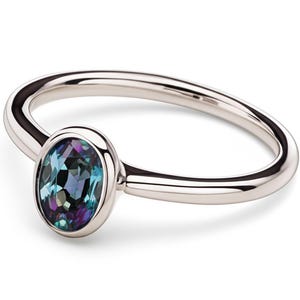 Dainty Alexandrite Ring, Color Change Alexandrite, 925 Solid Silver or 14k Gold Vermeil, Purple Blue Alexandrite, Wedding Engagement Ring