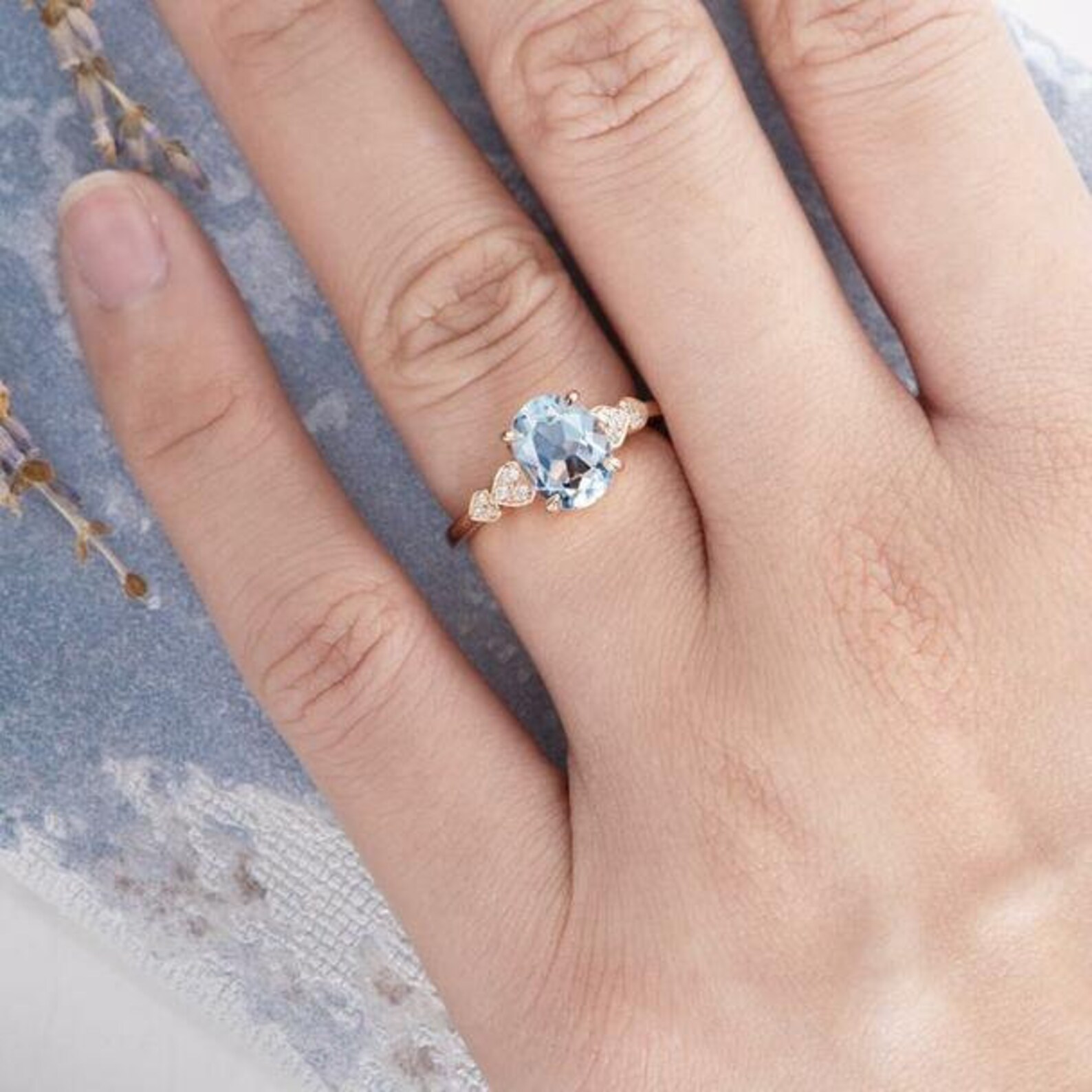 Aquamarine Ring 925 Sterling Silver Promise Ring Aquamarine Etsy