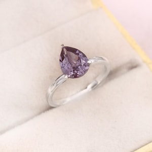 Pear Cut Alexandrite Ring | Color Changing June Birthstone Ring | 14K Solid Gold Engagement Ring | Unique Gift for Her