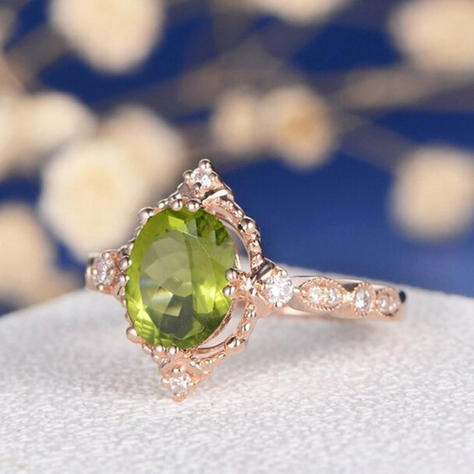 Peridot Ring Green Peridot 925 Sterling Silver Oval Cut Etsy