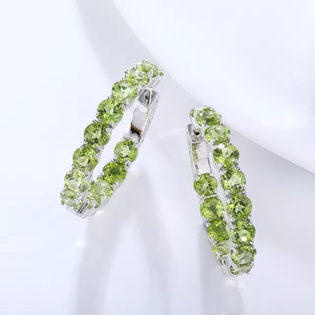Peridot hoop earrings deals