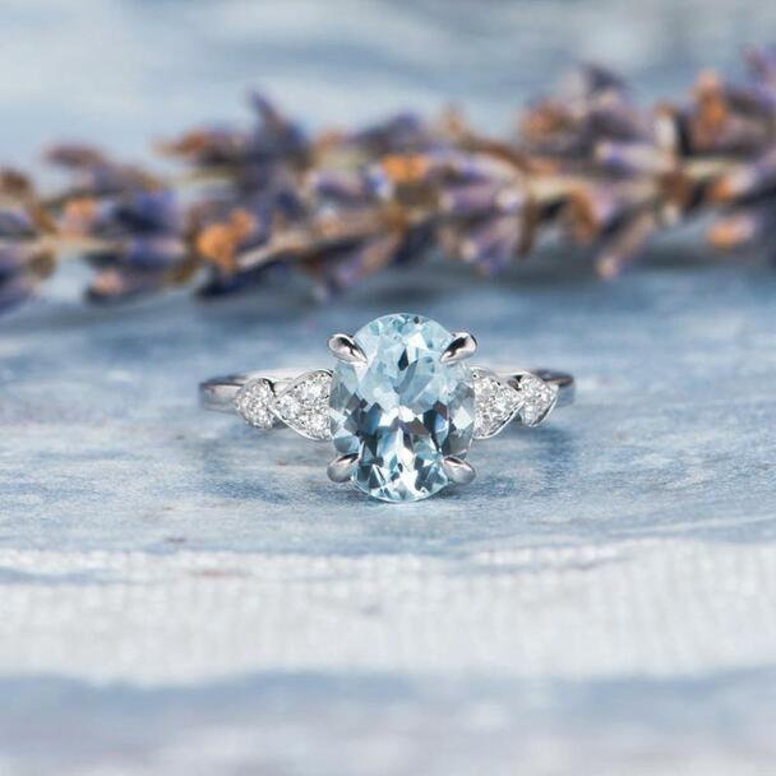 Aquamarine Ring 925 Sterling Silver Promise Ring Aquamarine Etsy